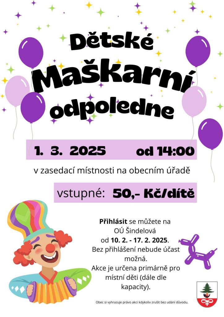 Dětské maškarní odpoledne 