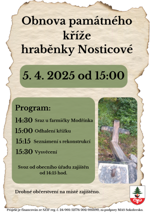Obnova památného kříže hraběnky Nosticové 